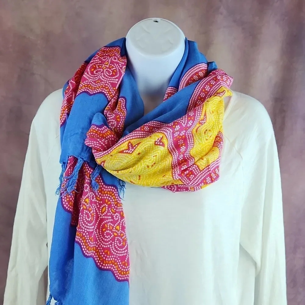 🔺️Blue, Pink, & Yellow Floral Print Scarf/Wrap